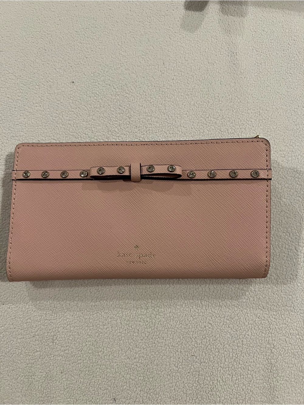 kate spade Blush Pink Studded Bow Continental Wallet